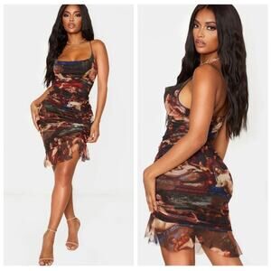 PrettyLittleThing | Dresses | Gold Glitter Plisse Ruched One Shoulder Dress  | Poshmark